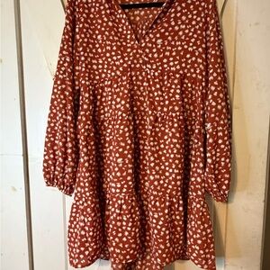 Burnt sienna and White Floral Dress
